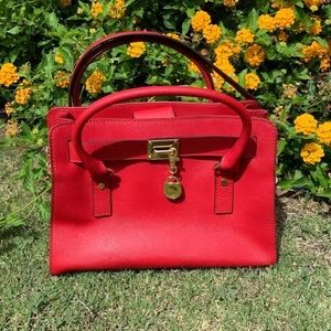 Michael Kors Hamilton Saffiano Red Satchel Purse
